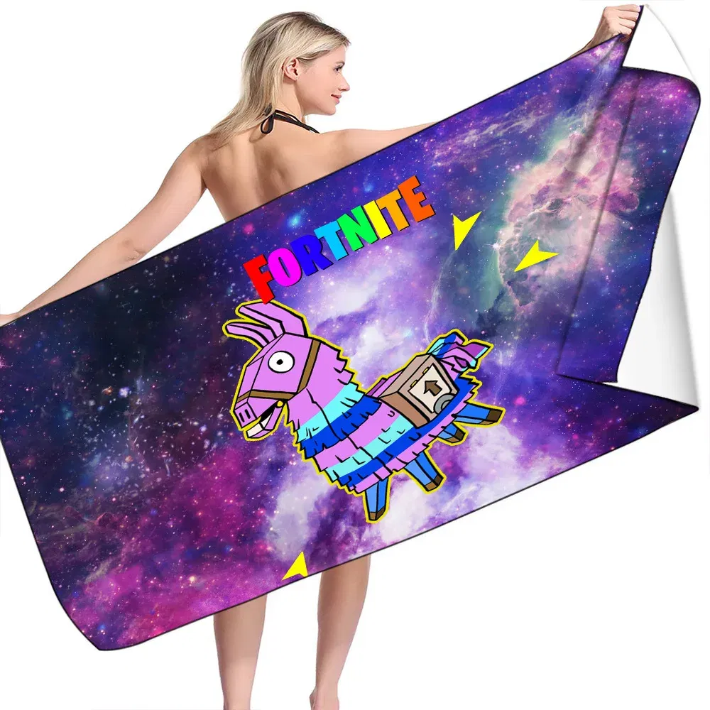 Color: Pink, Size: 12cm - Fortnite Children Microfiber Bath Towel Boy Girl Soft Wearable Cartoon Bathing Beach Spa Bathrobe Wash Clothing