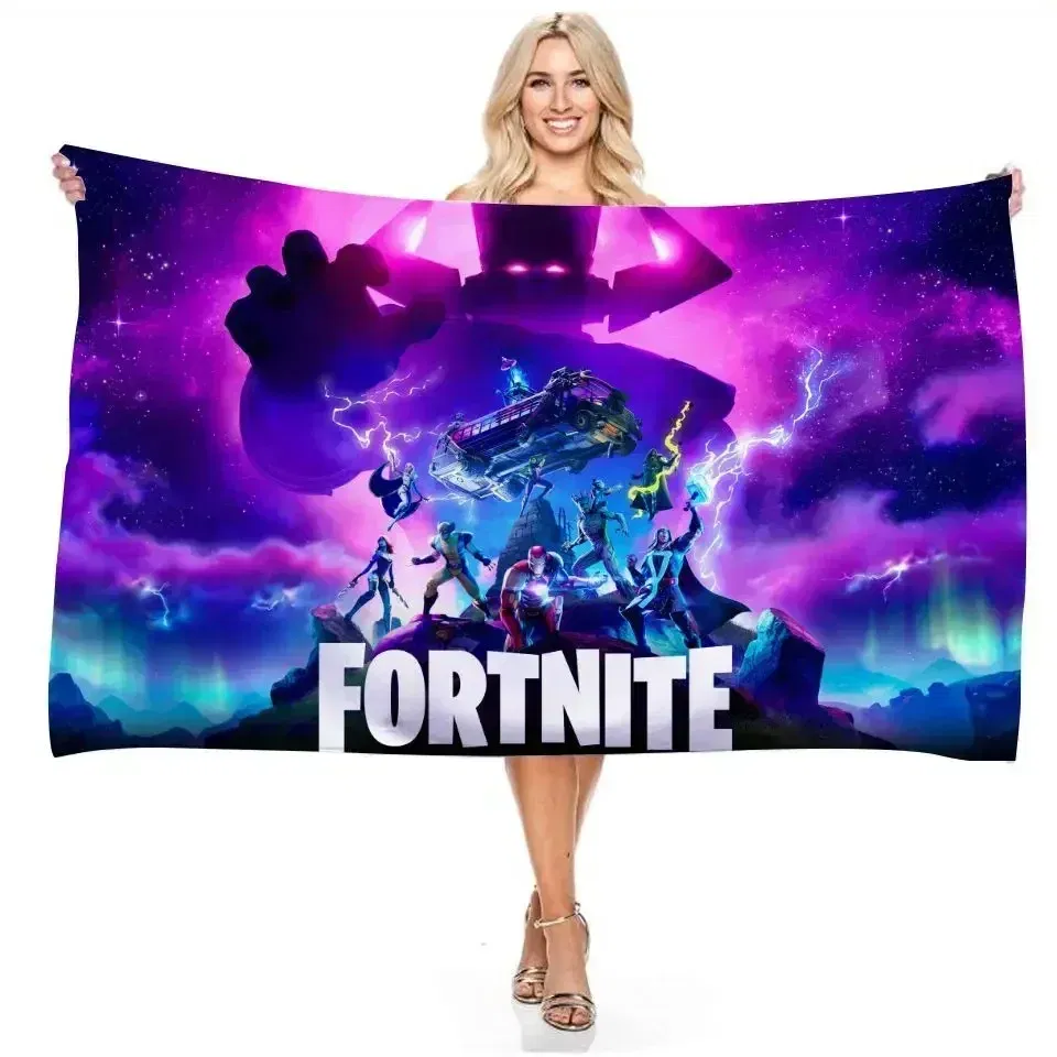 Color: Pink, Size: 12cm - Fortnite Children Microfiber Bath Towel Boy Girl Soft Wearable Cartoon Bathing Beach Spa Bathrobe Wash Clothing