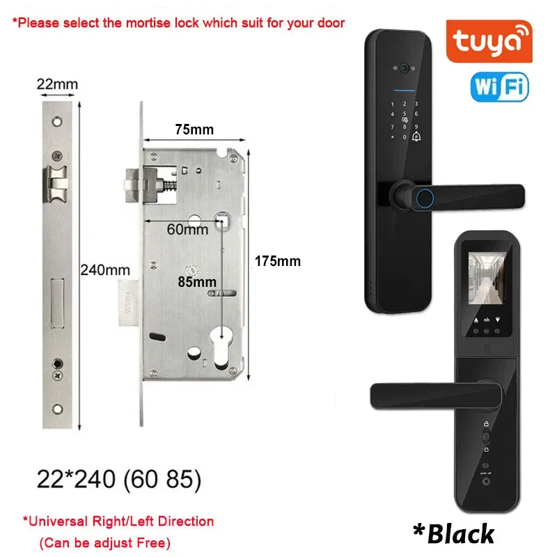 Color: Wooden, Ships From: CHINA - New! Tuya Wifi Digital Electronic Smart Door Lock With Biometric Camera Fingerprint Smart Card Password Key Unlock
