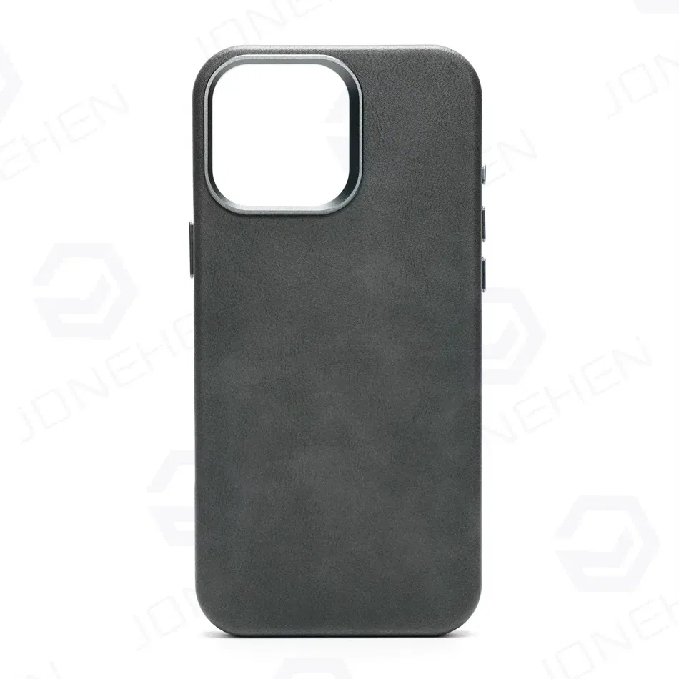 Color: GRAY, Material: Silicon - High-end Retro Oil Wax Pattern Magnetic For Magsafe Leather Case For iPhone Air 15 14 Plus 13 16 17 Pro Max Camera Button Cover