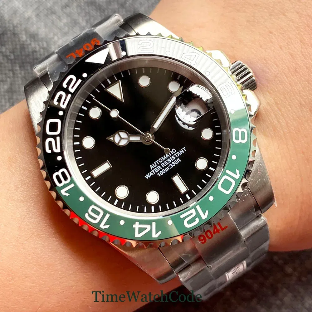 Color: Blue, Size: Option 1 - Sterile Men's Watch 40mm Genuine NH35 Automatic Movement 10ATM Water Resist Sapphire Glass Black Dial Date 316L Oyster Bracelet