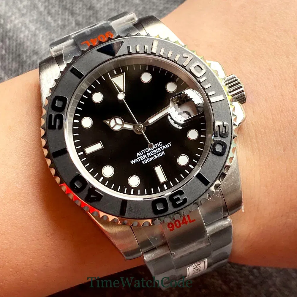 Color: Blue, Size: Option 1 - Sterile Men's Watch 40mm Genuine NH35 Automatic Movement 10ATM Water Resist Sapphire Glass Black Dial Date 316L Oyster Bracelet