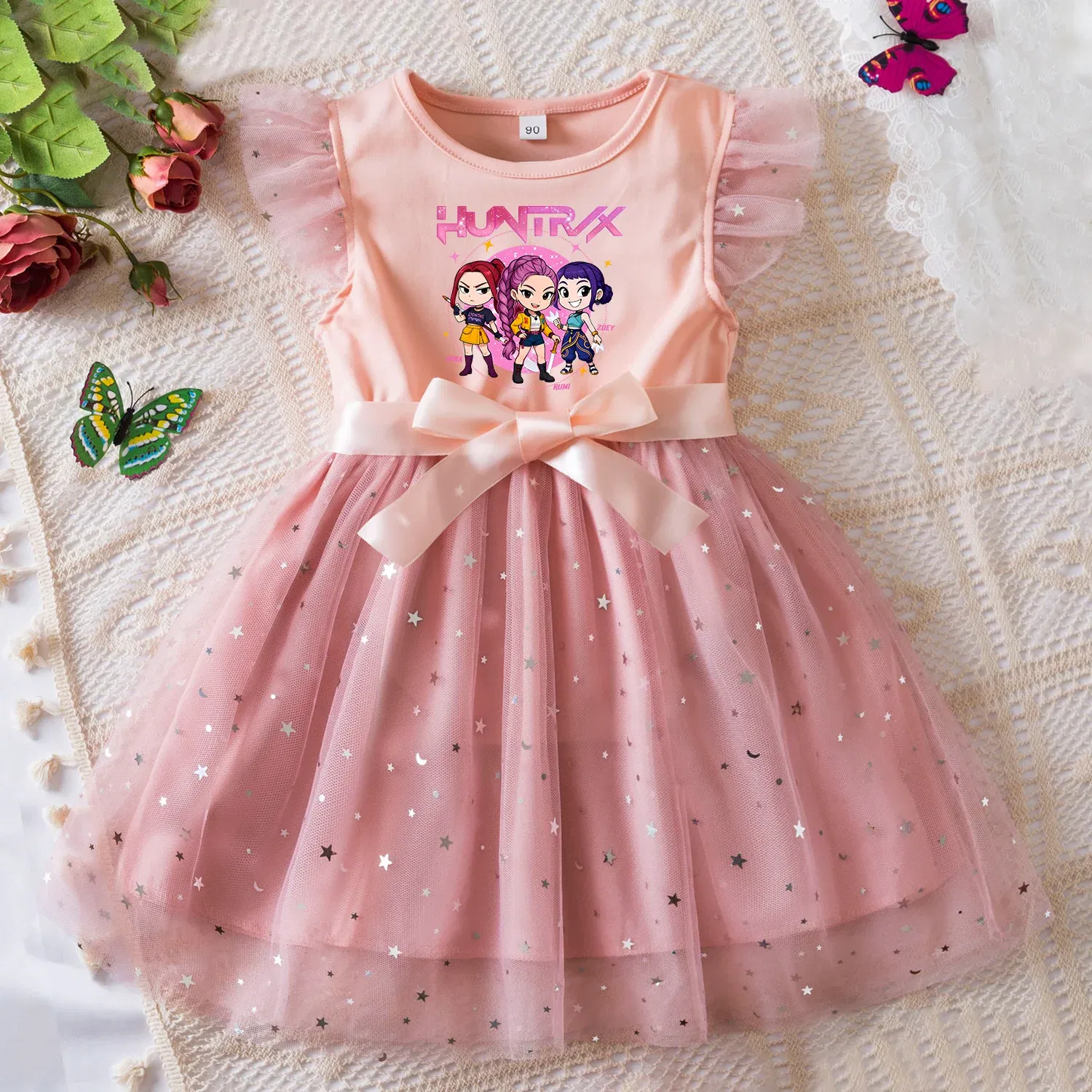 Color: Ivory, Size: One Size, Height: 158 - KPop Demon Hunters Girls Dress Kids Party Halloween Carnival Birthday Party Clothes Princess Tutu Dresses Costume Children Gift