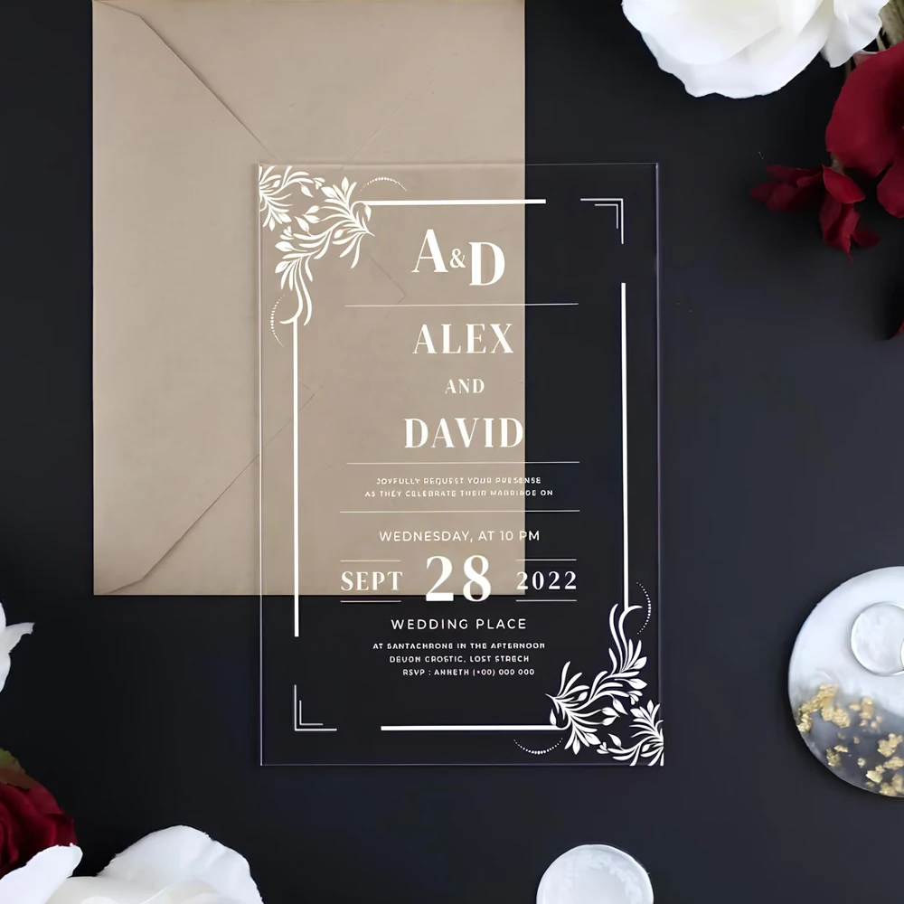 Color: PURPLE, Size: M - Acrylic Wedding Invitation, Personalized Wedding Invitations, Party Invitations and Invitation Quinceanera, Invitation Sweet 16
