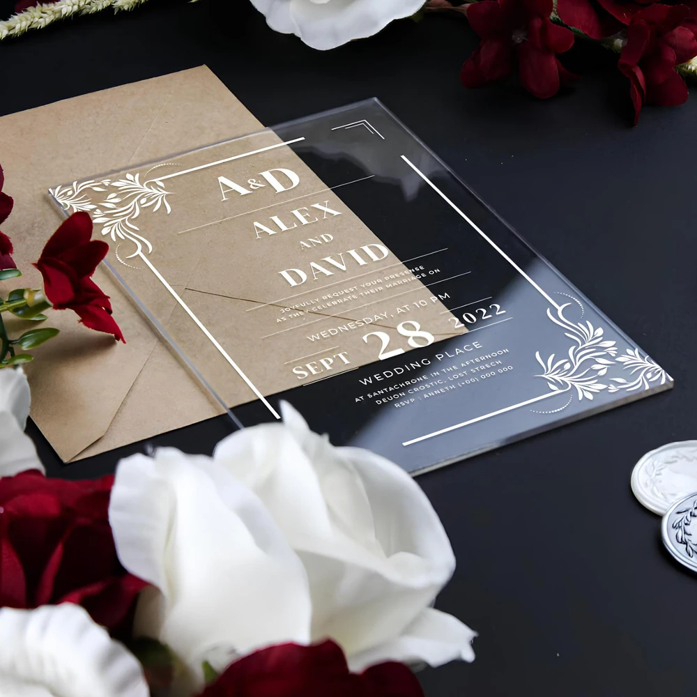 Color: PURPLE, Size: M - Acrylic Wedding Invitation, Personalized Wedding Invitations, Party Invitations and Invitation Quinceanera, Invitation Sweet 16