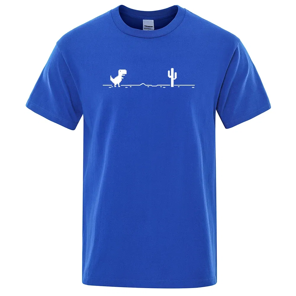 Color: black, Size: L - Mens T-shirts Printed Dinosaur Cactus Funny Tops Summer Cotton T-shirt for Men Casual O-Neck Tee Shirts Streetwear Basic Top