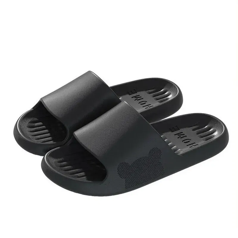 Color: black, Shoe Size: 44 - Soft Slippers Couples Home Outdoor Slipper Summer Women Bedroom Thick Bottom Shoes Beach Sandals Men Flip Flops Shower Shoes