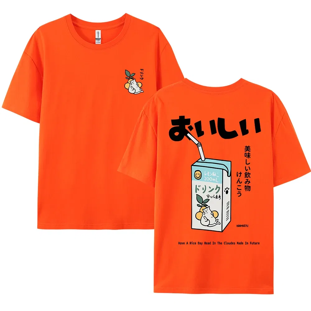 Color: army green, Size: XXL - Cute Japanese Cat Print Oversized T-shirt men Women Short Sleeve Loose Casual Tee Shirt Streetwear Tops Cotton Harajuku Clothing