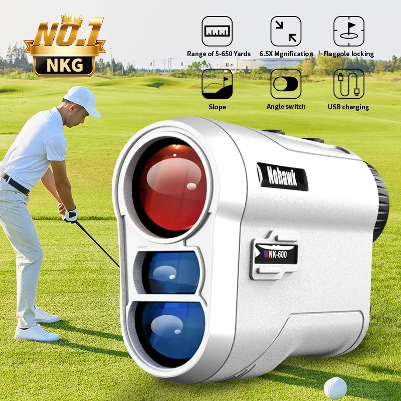 Color: Dark Grey - NOHAWK Golf Laser Rangefinder USB Rechargeable with Slope Compensation For Golfer Range Finder Hunting Monocular