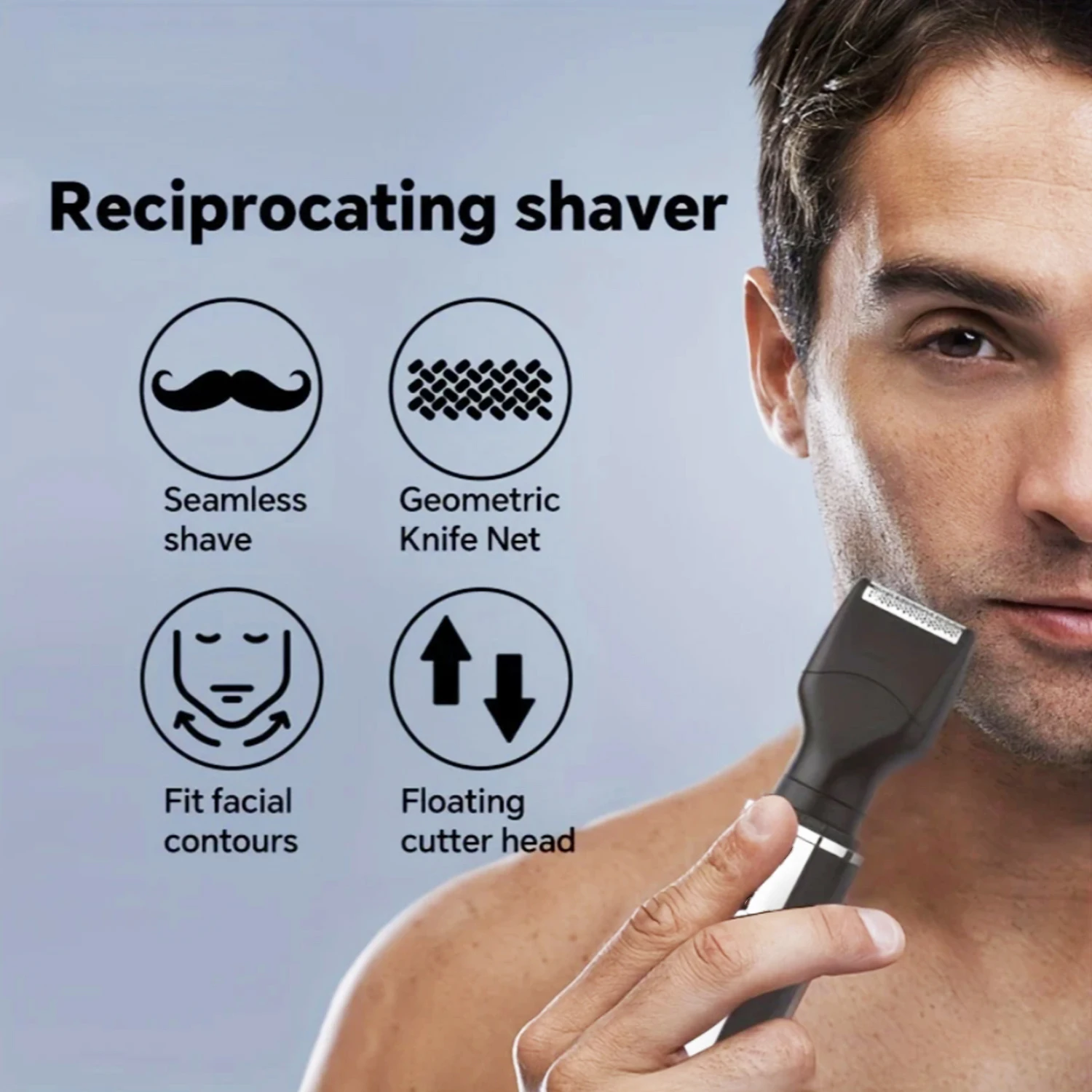 Color: Silver - Man Beard Shaver Sideburns Trimmer Nose Hair Trimmer Eyebrow Razor 4IN1 Grooming kit Rechargeable Lithium Battery