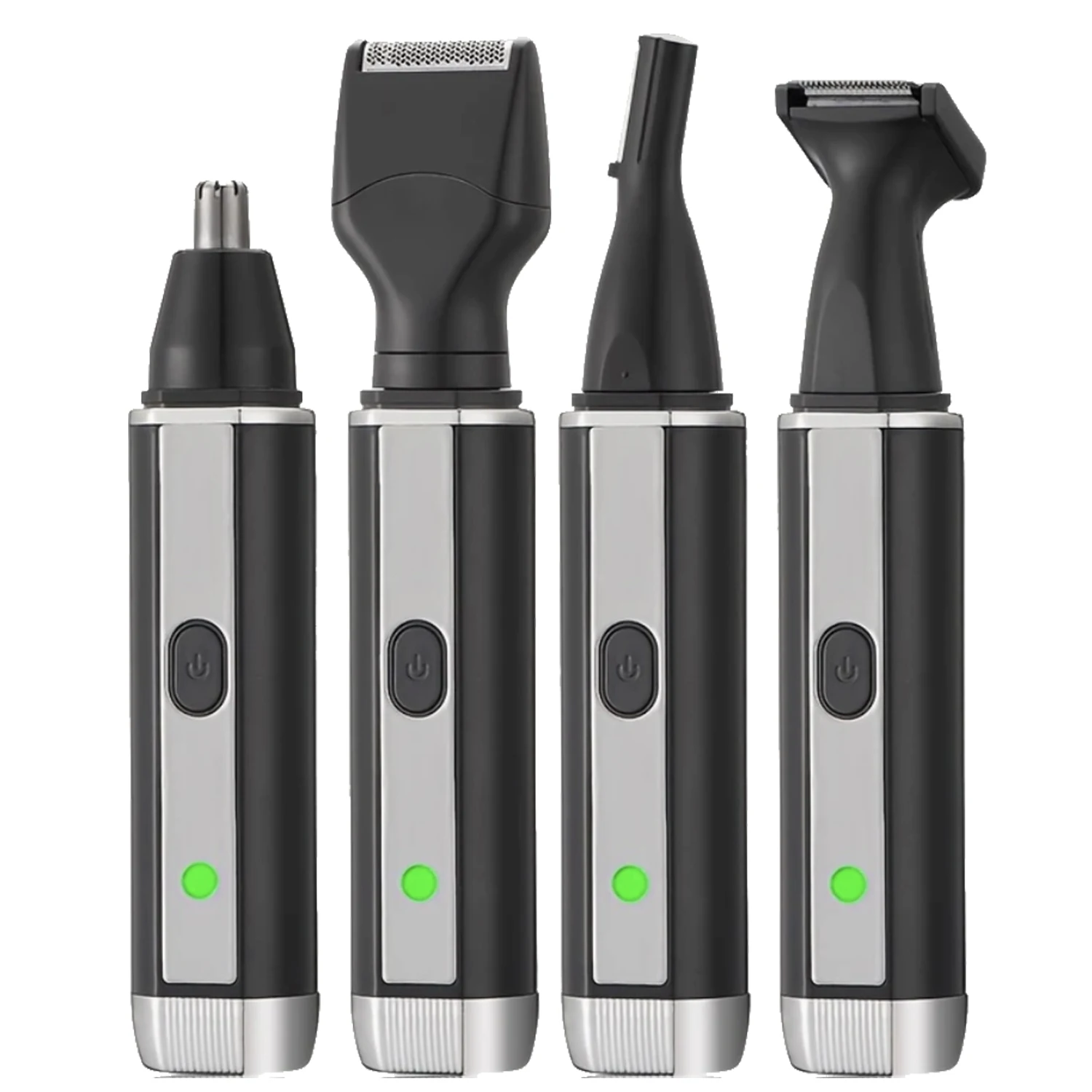 Color: Silver - Man Beard Shaver Sideburns Trimmer Nose Hair Trimmer Eyebrow Razor 4IN1 Grooming kit Rechargeable Lithium Battery