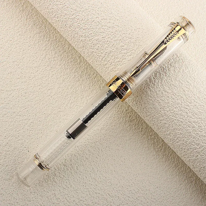 Color: Burgundy, Nib Size: M - JINHAO 100 Centennial Fountain Pen Resin Gold Clip Nib EF F M Students Pens Business Stationery School Office Supplies PK 9019