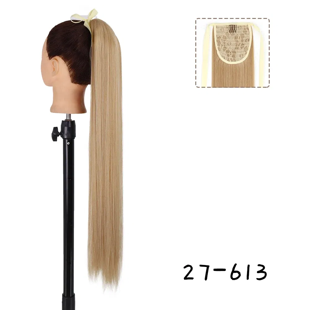 Color: #17, Stretched Length: 34inches - AZQUEEN Straight Synthetic Hairpiece With Ponytail 85cm Super Long Wrap Around Clip In Hair Extensions Pony Tail For Daily Wear
