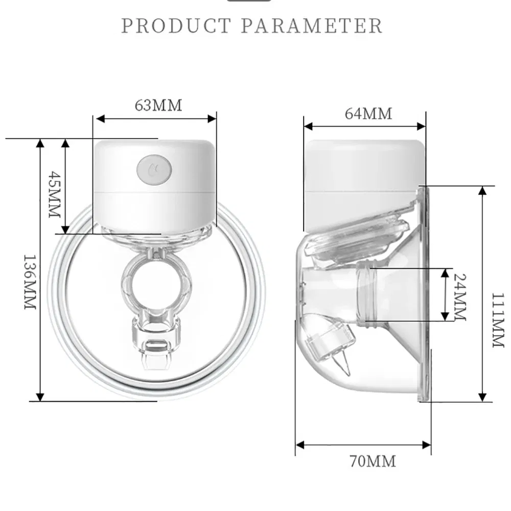 Color: Light Grey - S12 Portable Electric Breast Pump Silent Wearable Automatic Milker LED Display USB Rechargable Hands-Free Portable Milker NO BPA