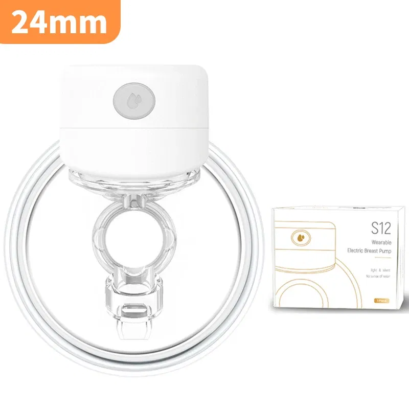 Color: Light Grey - S12 Portable Electric Breast Pump Silent Wearable Automatic Milker LED Display USB Rechargable Hands-Free Portable Milker NO BPA
