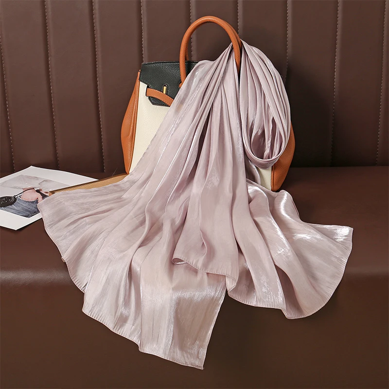 Color: Gold - Solid Luxury Fashion Women Hijab Scarf Long Silk Soft Slippy Comfortable Scarves Shawl Muslim Neckerchief Outdoors Bandanna