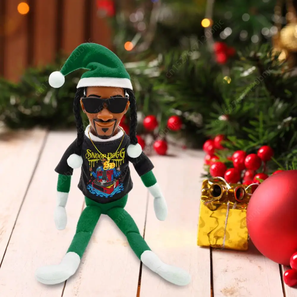 Color Name: Blue - Snoop Dogg Snoop on a Stoop Christmas Elf Doll 12” Plush Toys Figurine Shelf Decor Includes Elf Toy Tshirt Sunglasses Necklac