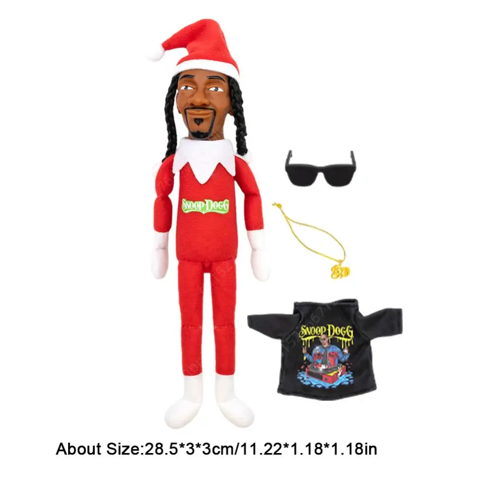 Color Name: Blue - Snoop Dogg Snoop on a Stoop Christmas Elf Doll 12” Plush Toys Figurine Shelf Decor Includes Elf Toy Tshirt Sunglasses Necklac