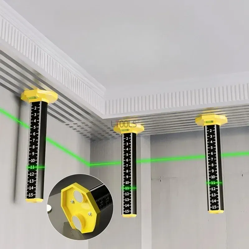Color: GOLD - Light Steel Keel Suspended Ceiling Leveling Special Ruler Equal Height Level Ruler Dual Purpose Magnetic Wall Past Tile Lay Tool