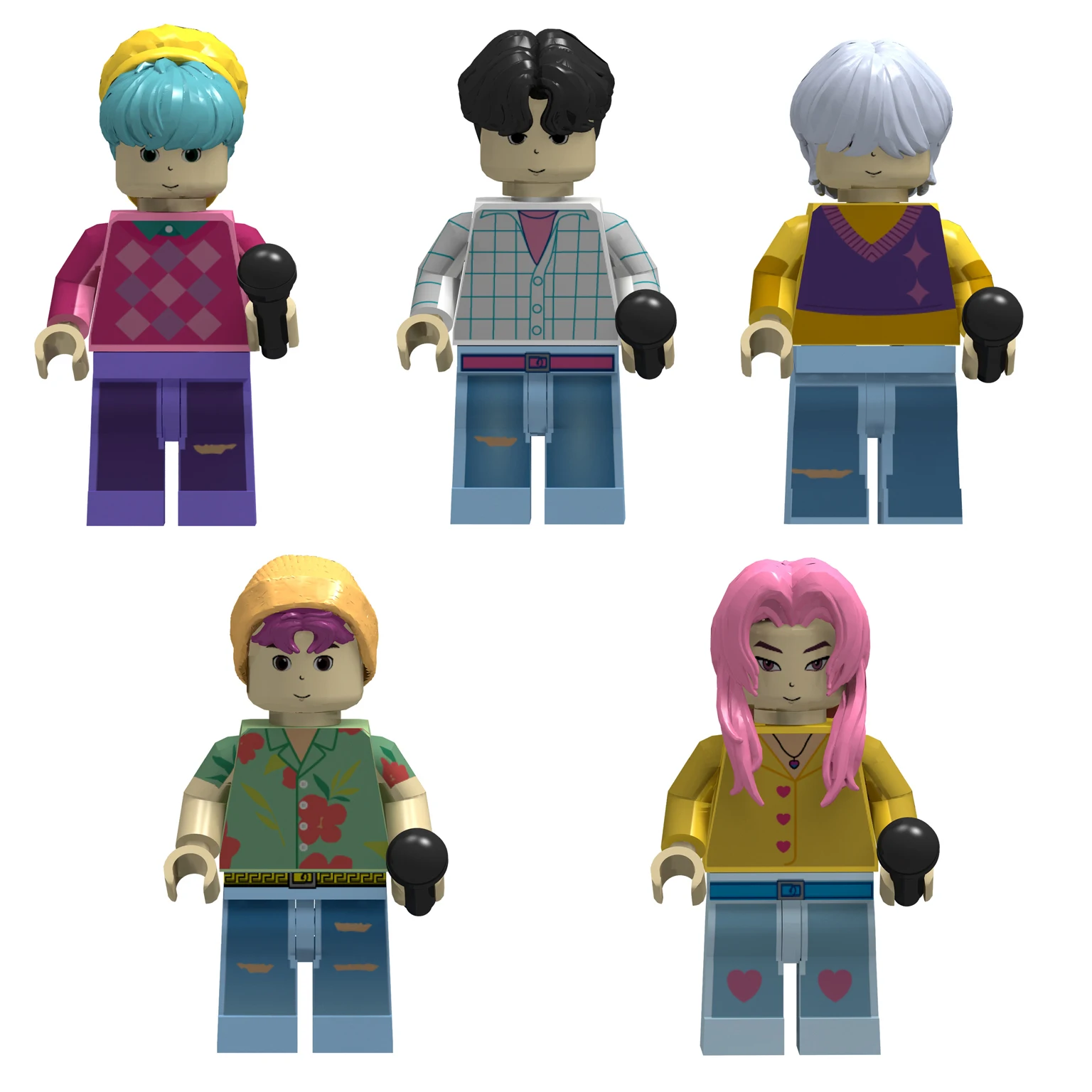 Color: PURPLE - Hot Kpop Demon Hunters Mini Action Figure Building Blocks Toy Peripherals Desk Decoration Collection Figures Toy Christmas Gift