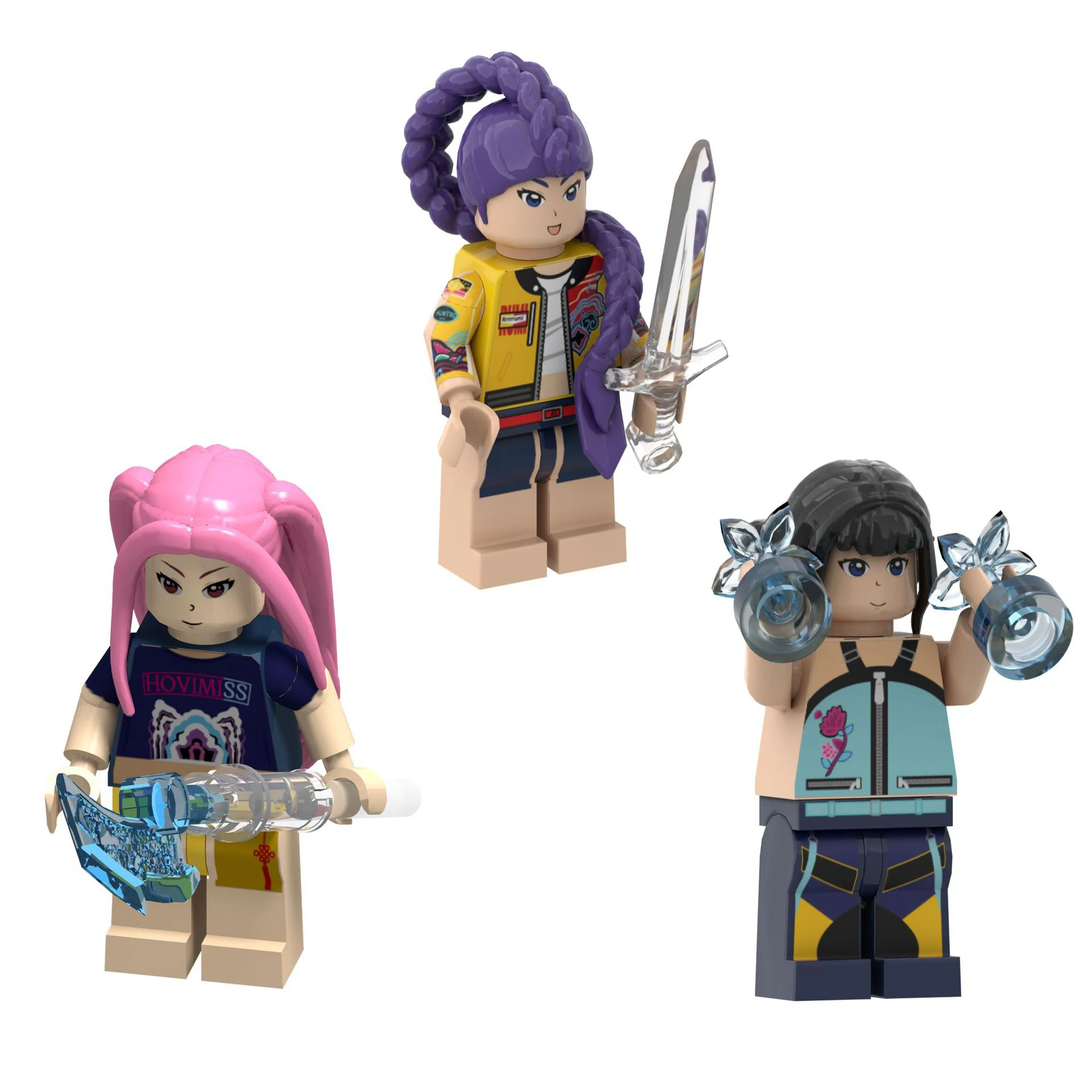Color: PURPLE - Hot Kpop Demon Hunters Mini Action Figure Building Blocks Toy Peripherals Desk Decoration Collection Figures Toy Christmas Gift