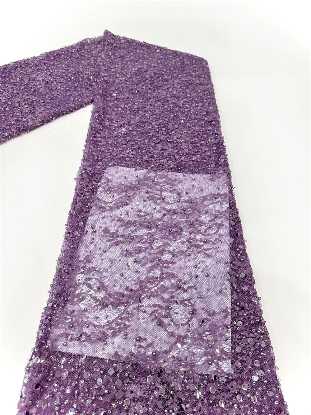 Color: Gold, Width: 120cm, Length: 5 yards - Luxury French Mesh Beads Lace Fabric 2025 High Quality African Sequins Mesh Lace Fabrics For Nigerian Women Wedding Dress Sewing