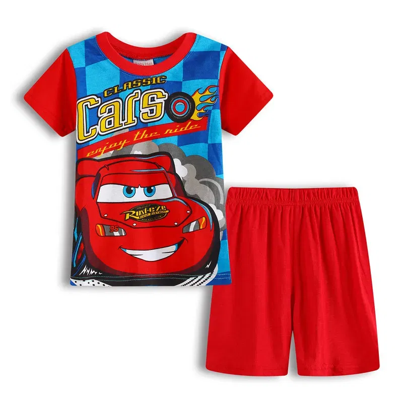 Color: WHITE, Kid Size: 18m - New Summer Kids Pyjamas Children Sleepwear Baby Set Boys Girls Cars Short sleeved Pijamas Cotton Nightwear Clothes Pajamas Sets