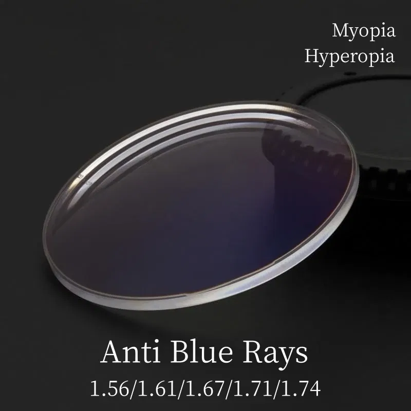 Lenses Color: Blue, Lens Index: 1.56 - Anti Blue Rays 1.56/1.61/1.67 Prescription Lenses CR-39 Resin Aspheric Lenses for Myopia/Hyperopia/ Eyeglasses Lens With Coating
