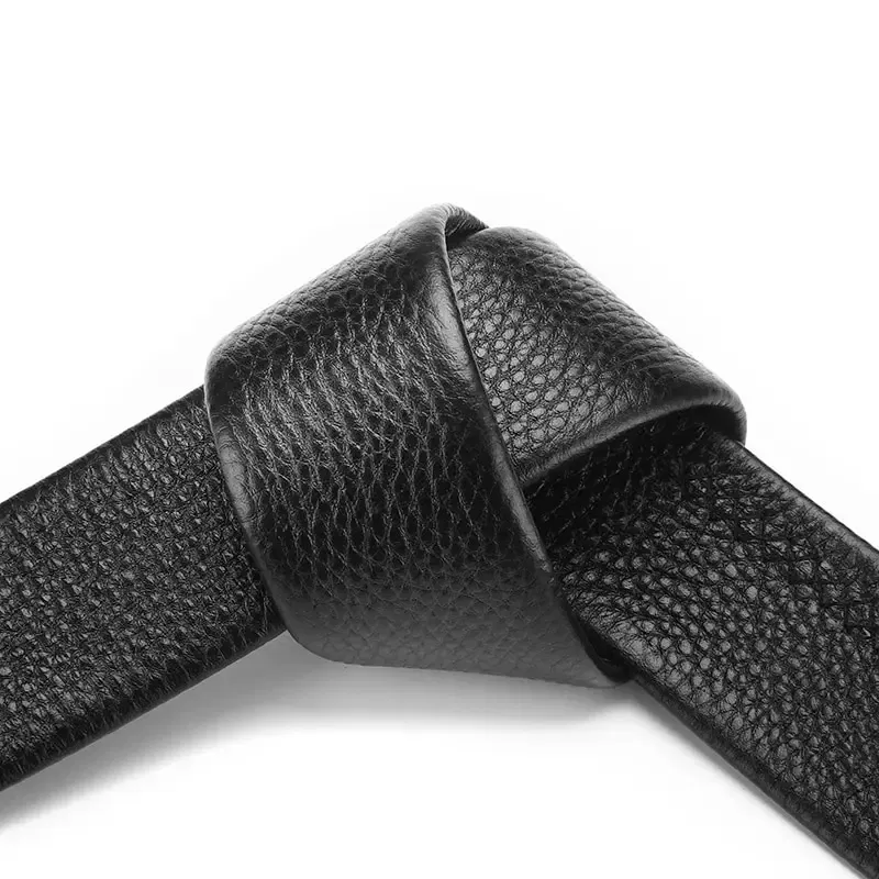 Color: green, Belt Length: 130cm - 2Pcs Men's Belt Fashion Without Buckle High End Belts Black Soft PU Leather Men Belts Body No Buckle Strap