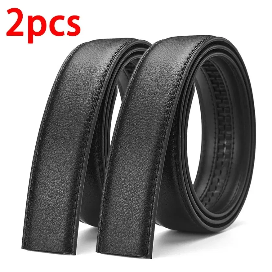 Color: green, Belt Length: 130cm - 2Pcs Men's Belt Fashion Without Buckle High End Belts Black Soft PU Leather Men Belts Body No Buckle Strap