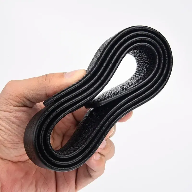 Color: green, Belt Length: 130cm - 2Pcs Men's Belt Fashion Without Buckle High End Belts Black Soft PU Leather Men Belts Body No Buckle Strap