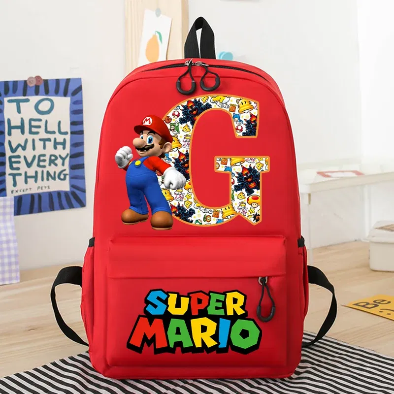 Color: Yellow, Size: 12cm - New Super Mario Bro School Bag Cartoon Letter Printed Children Backpack Boys Girls School Backpacks Children's Birthday Gifts