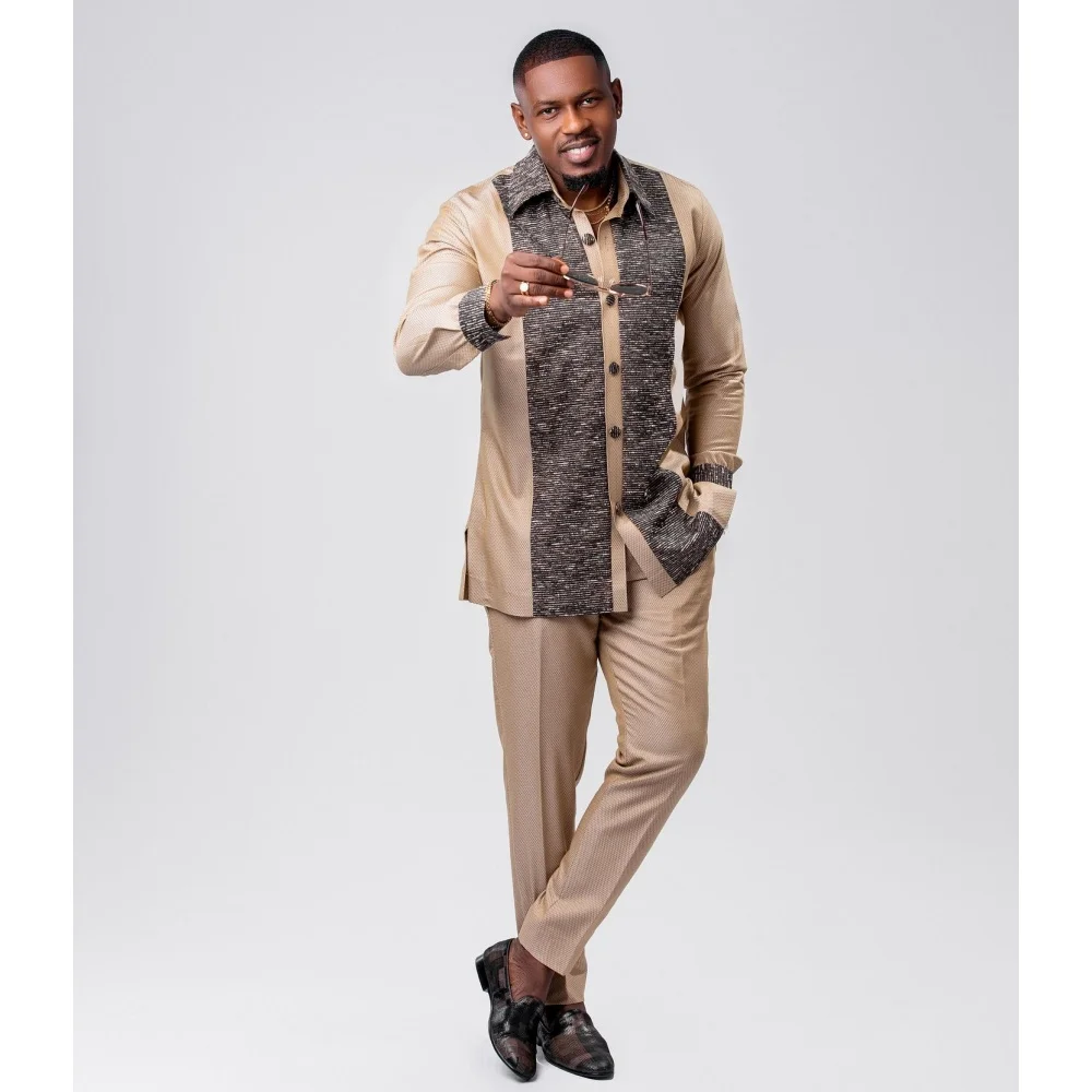 Color: MULTI, Size: S - 2025 new traditional men's suit luxury gentleman's shirt suit casual travel banquet men's two-piece set fashionable men's suit