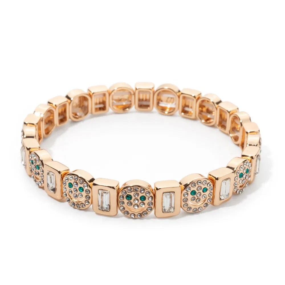 Metal Color: Pure Gold Color, Ships From: CHINA, Diameter: 50-52mm - 2024 New Rhinestone Happy Bangle For Women Diamond Hand Accessory