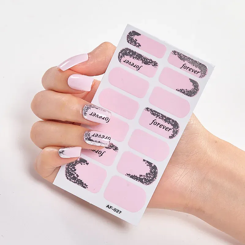 Color: green - Nail Sticker set Self Adhesive Nail Sticker Nail Strips Nailart Sticker Sticker For Nails Foil Nail Art Stickers 2020 Shiny
