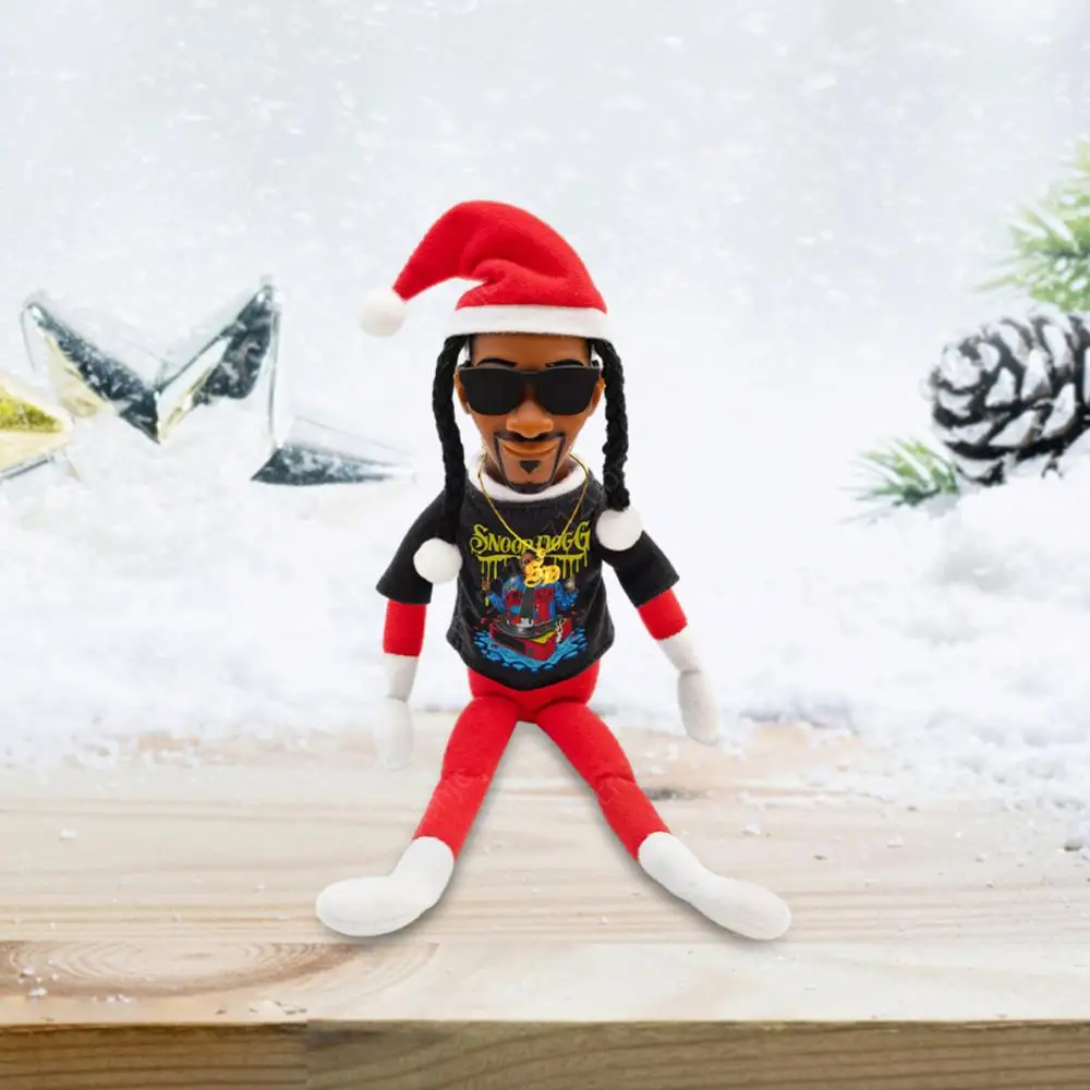 Color Name: black - Snoop Dogg Snoop on a Stoop Christmas Elf Doll 12” Plush Toys Figurine Shelf Decor Includes Elf Toy Tshirt Sunglasses Necklac