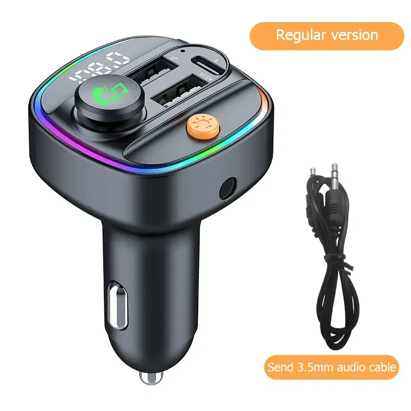 Color Name: black, Ships From: CHINA - Bluetooth 5.3 FM Transmitter Handsfree Car AUX Radio Modulator MP3 Player with 22.5W & PD30W Fast Charge Adapter Car Accessories
