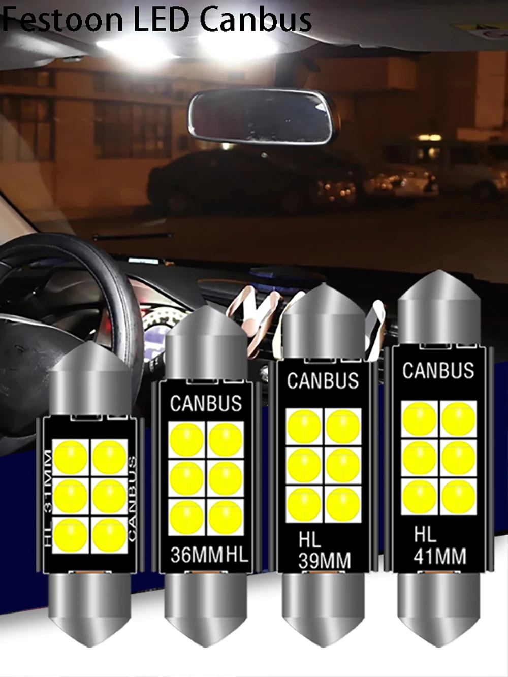 Car LED Light Festoon 31mm 36mm 39mm 41mm CANBUS no error 3030 6SMD 1