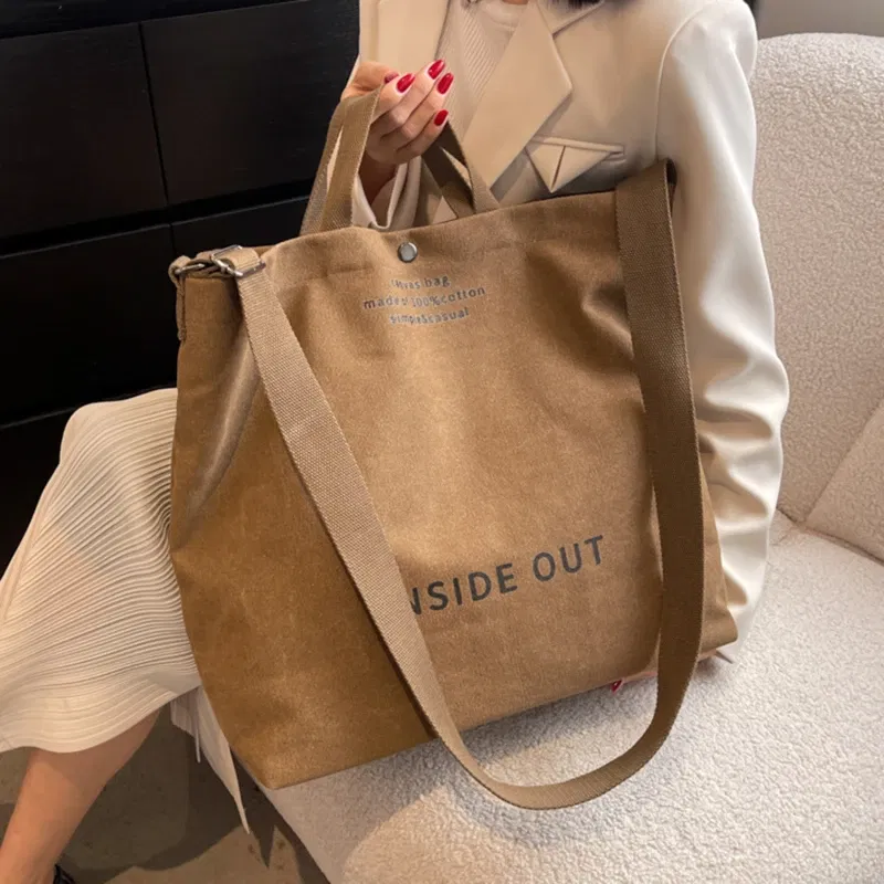 Color: SKY BLUE - High Quality Canvas Men and Women Simple Cross-body Bag Wash Canvas Thick Handbag Large Capacity Arts Students Package Satchel