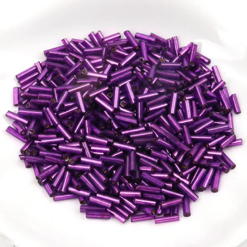 Color: Blue - Tube LINED Glass Czech Seed Spacer beads For jewelry handmade DIY Wholesale 17 colors 2x6mm 300pcs