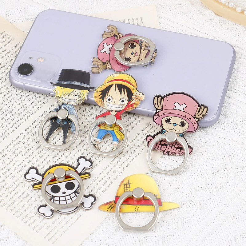 Color: Orange - Anime One Piece Mobile Phone Stand Holder Finger Ring Chopper Luffy Phone Ring Buckle Bracket For IPhone Huawei Xiaomi All Phone