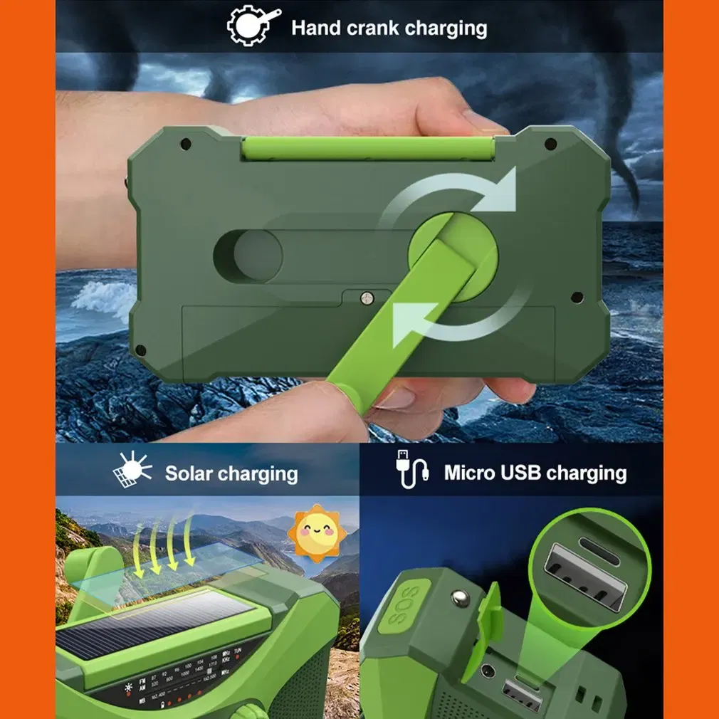 Color: green, Ships From: CHINA - New! 10000mAh Emergency Radio Portable AM FM WB NOAA Solar Hand Crank Radios Weather Radio LED Flashlight SOS Alarm Power Bank .