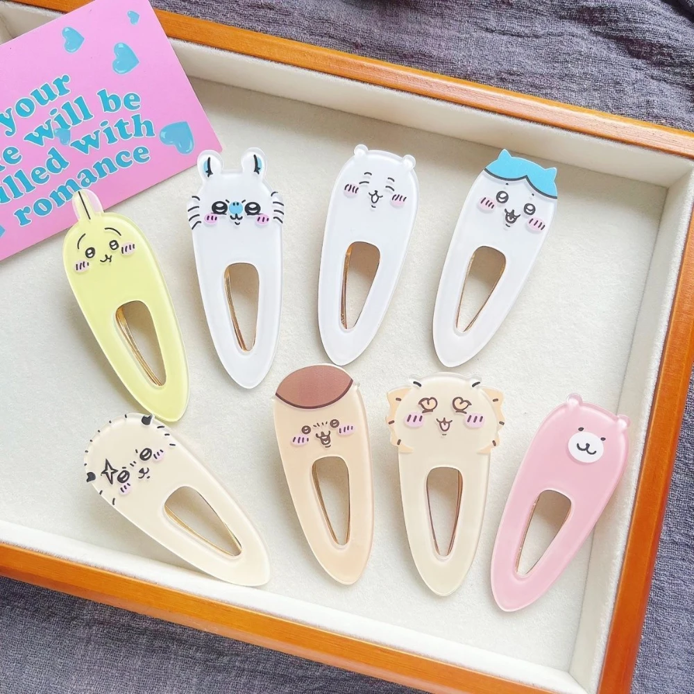 Color: Orange - 2024 Creative Duck Beak Hairclip Anime Figure Chiikawa Hachiware Girl's Forehead Fringe Side Hair Clip Student Hair Accessories