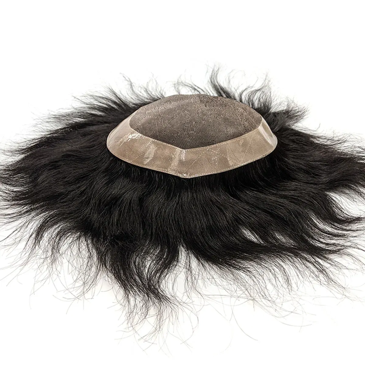 Toupee Color: 1b#, Toupee Density: 130%, Length: 8 inches, Ships From: CN, Toupee Size: 6x8, Toupee Design: free - Hywel 6 Inches Fine Mono Men Toupee Hair Capillary Prosthesis Hair Male Man Hair System for Men 100% Natural Hair Wig