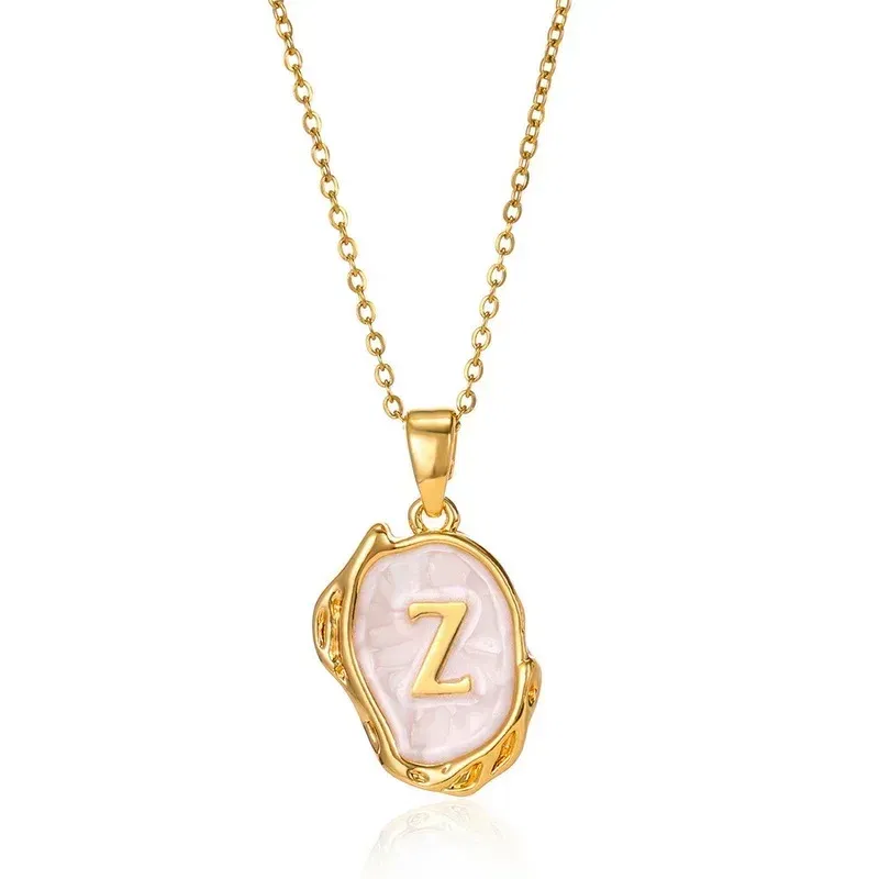 Metal Color: Antique Silver Plated, Length: 40cm - Y2K Stainless Steels Drip Oil 26 Letter Necklaces for Women Men Alphabet A-Z Initials Pendant Necklace Aesthetic Jewelry Gift