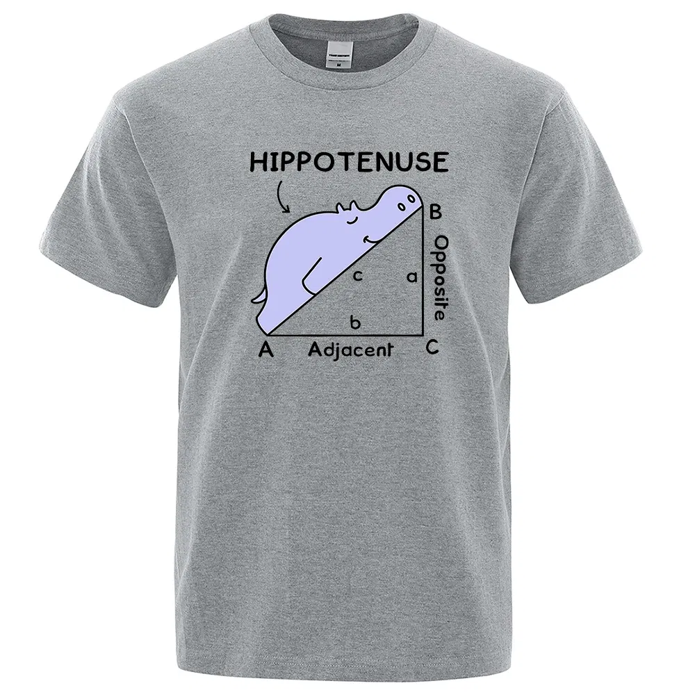 Color: WHITE, Size: M - Hippotenuse Opposite Adjacent Funny Printed Men Women T Shirts Trigonometric Functions Cotton Short Sleeve Streetwear T-shirt