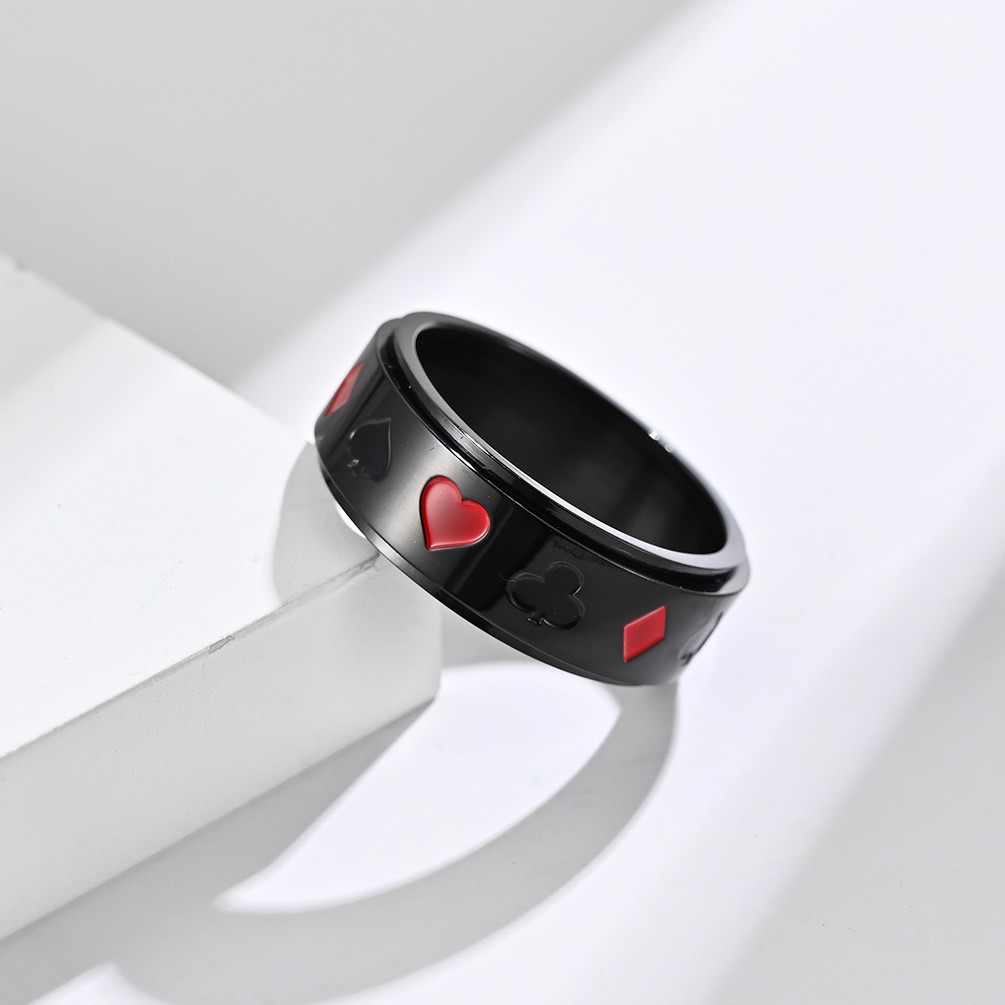 Spade Red Peach Plum Square Ring