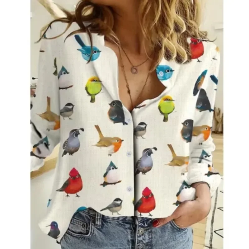 Color: Khaki, Size: XL, Ships From: CHINA - Women New Christmas Shirt Cute Christmas Tree Santa Claus Print Blouses Casual Long Sleeve Button Tops Autumn Blouses Ladies