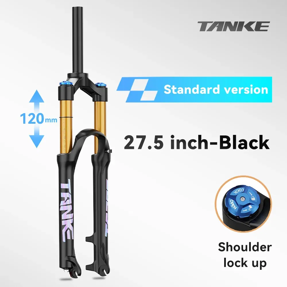 Color: Light Grey - TANKE Bike Fork Rebound Adjustable MTB Air Front Suspension 26/27.5/29 Inch 120mm Travel Quick Release Fork Bicycle Accessories
