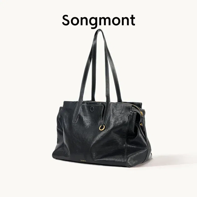 Color: NUDE - Songmont Tracking Series Travel Bag Vegetable Tanned Leather Briefcase, Simple Shoulder Bag